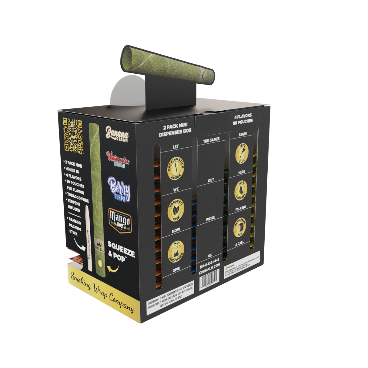 King Palm Mini Flavor Leaf Tubes Dispenser Display – 80ct