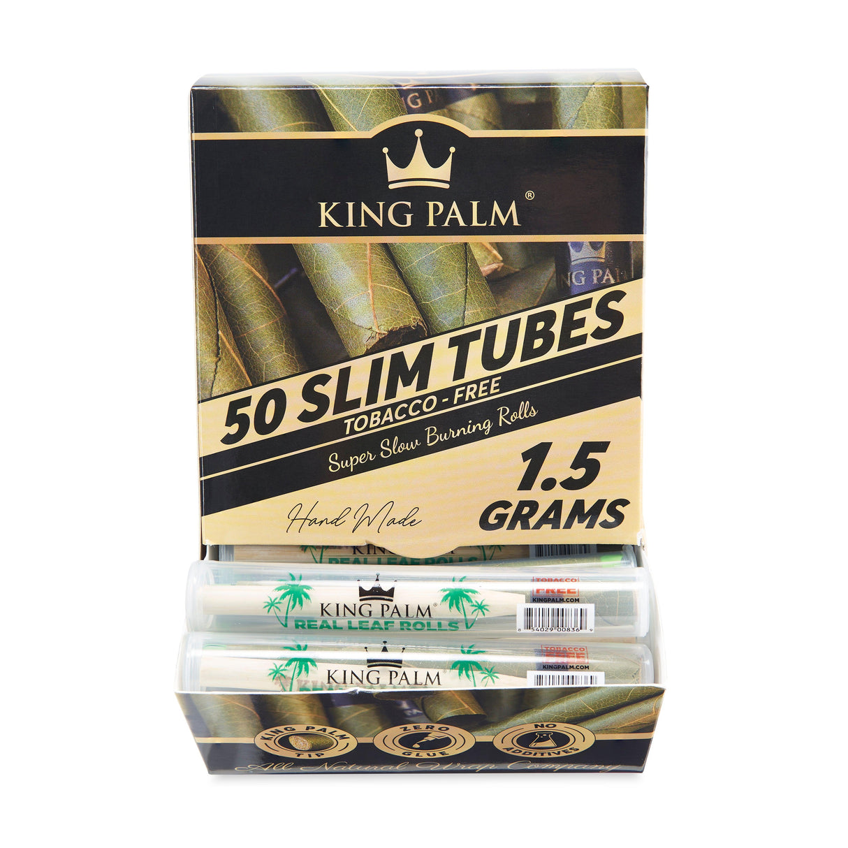 King Palm Single Leaf Tubes 50ct Dispenser – Slim Size