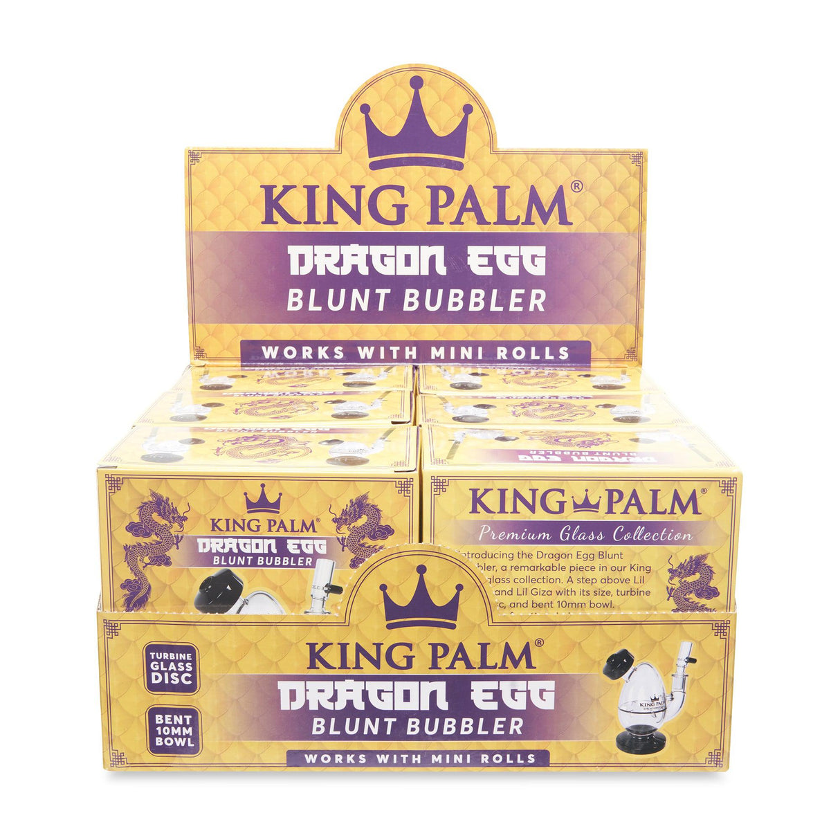 King Palm Dragon Egg Glass Blunt Bubbler Display – 6ct