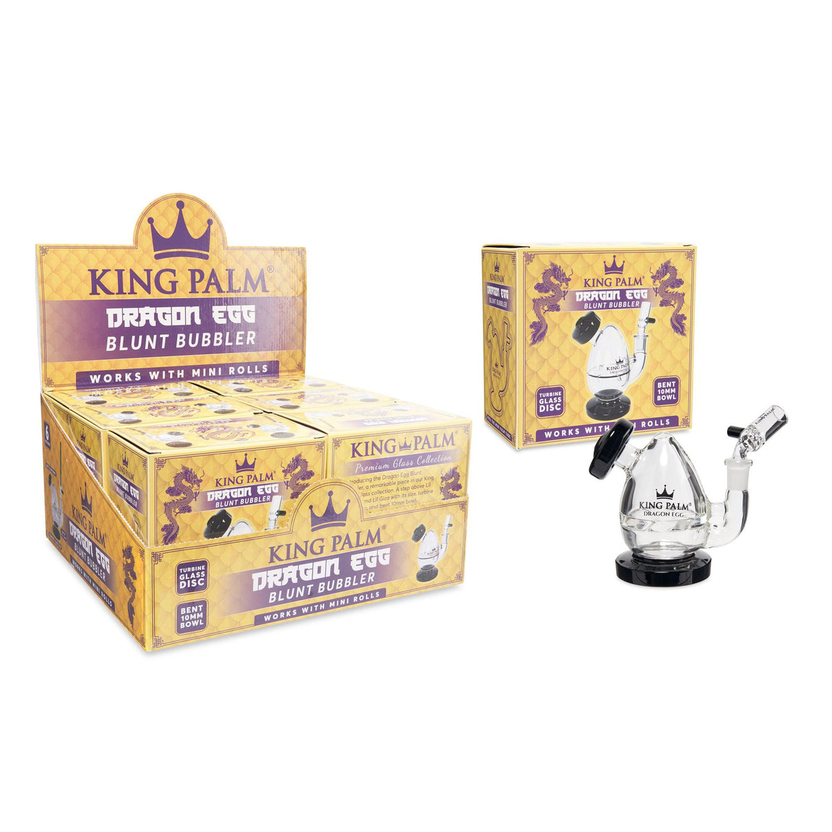 King Palm Dragon Egg Glass Blunt Bubbler Display – 6ct