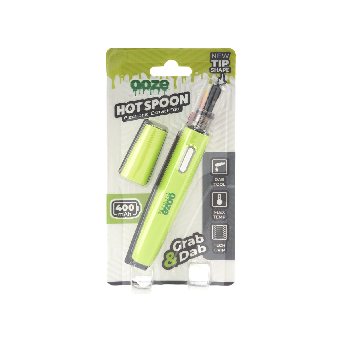 Front view of a Neon Lemon Ooze Hot Spoon in original packaging against a white background