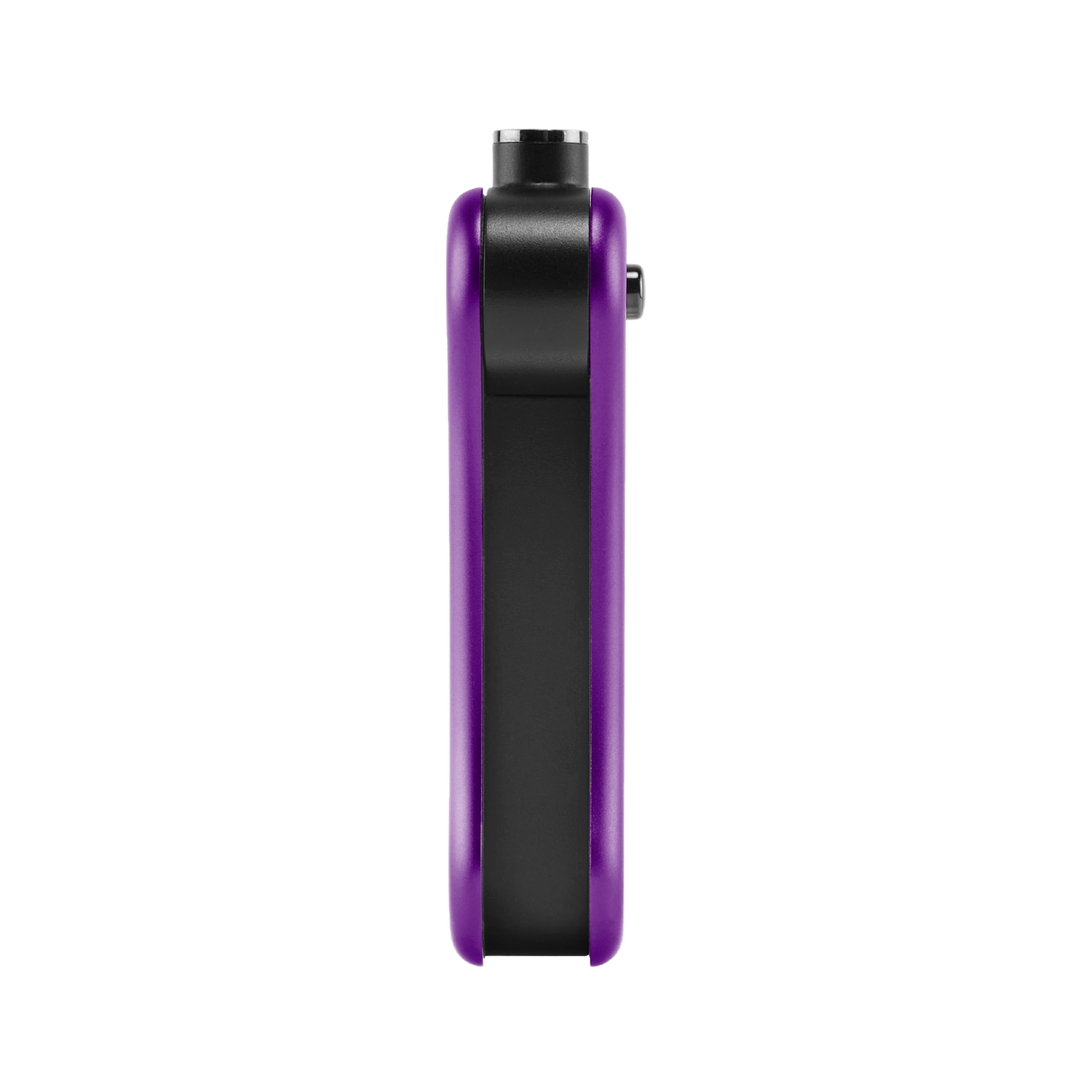 Back of purple Hinge vape battery, 510 thread in use position