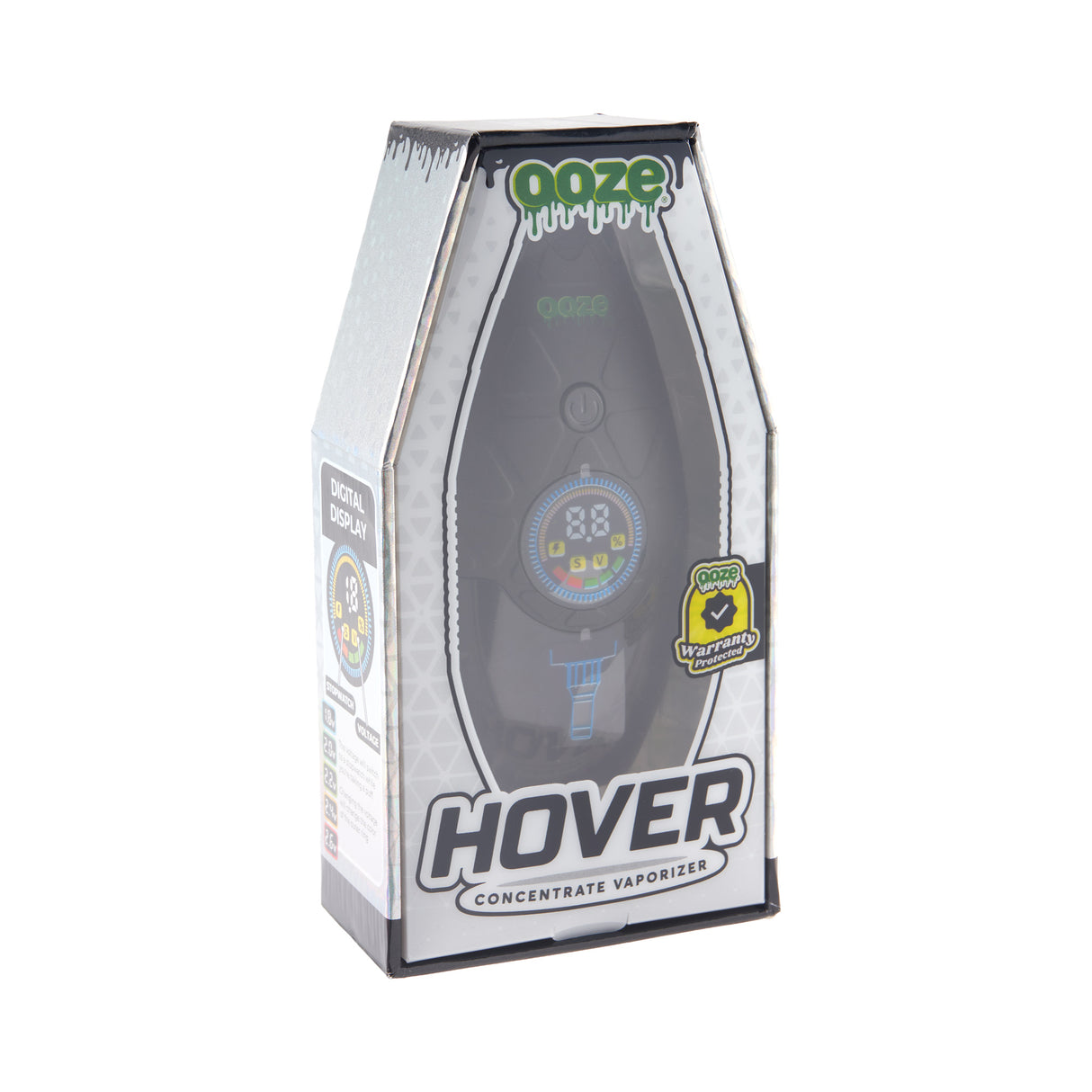 Angled view of Black Ooze Hover dab straw in packaging