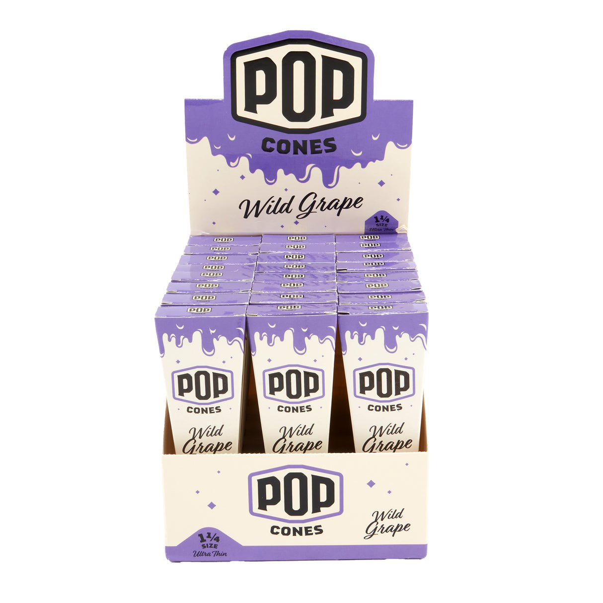 Pop Cones 1 ¼ Size Unbleached 6pk Cones - 24ct Display