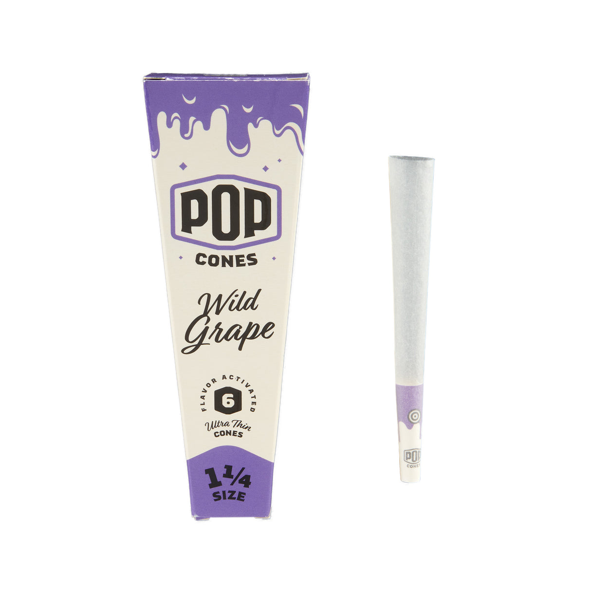 Pop Cones 1 ¼ Size Unbleached 6pk Cones - 24ct Display