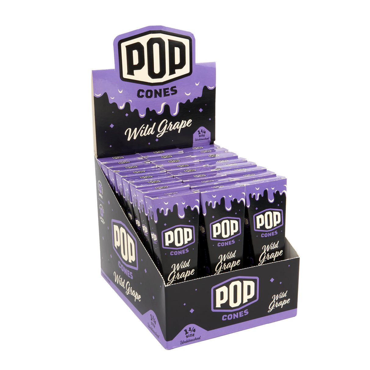 Pop Cones 1 ¼ Size Unbleached 6pk Cones - 24ct Display