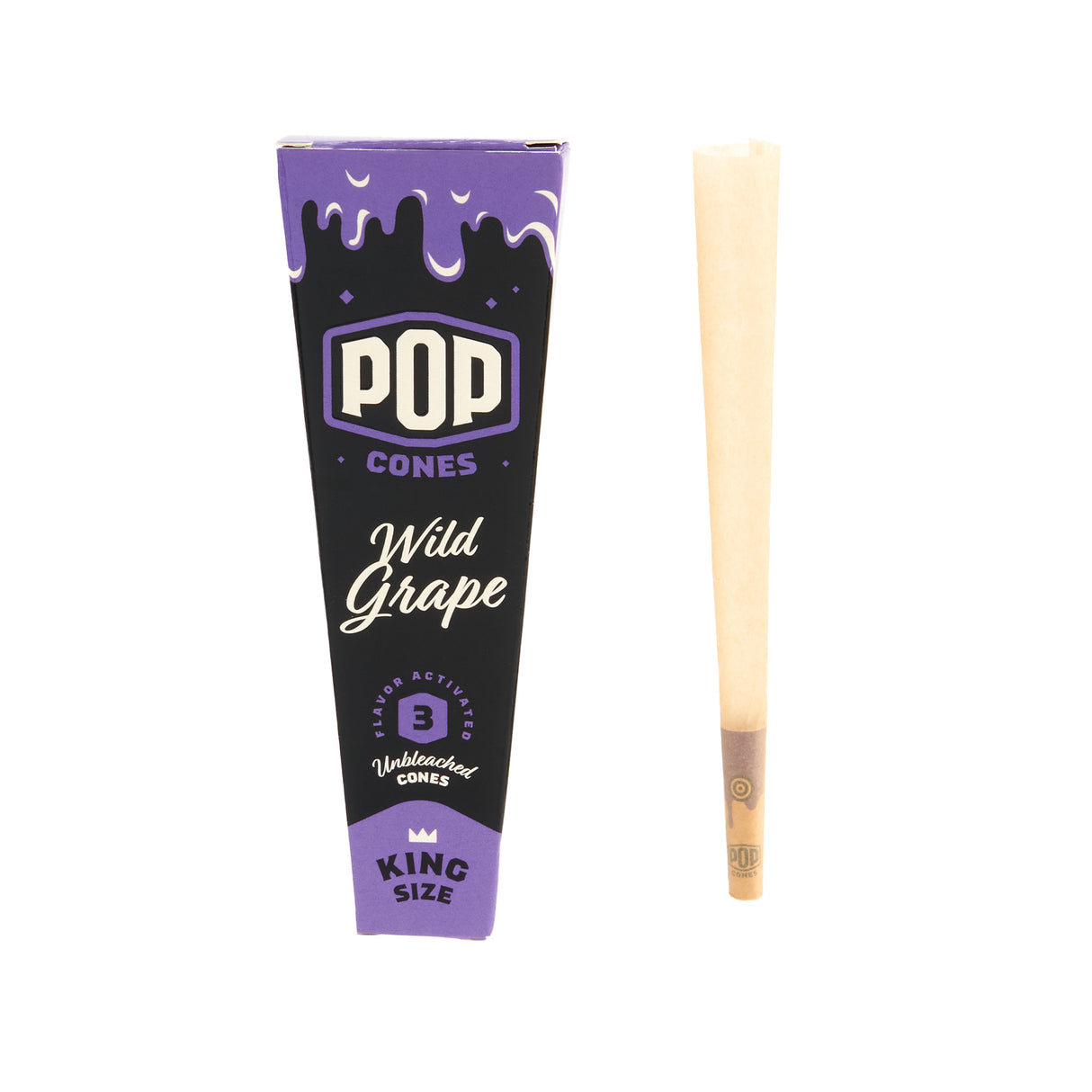 Pop Cones King Size Unbleached 3pk Cones - 24ct Display