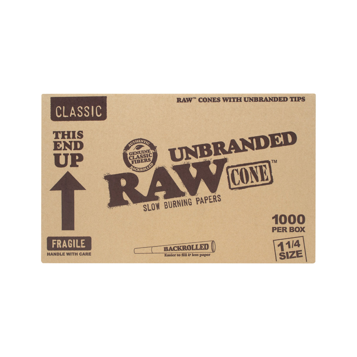 Raw Unbranded 1 1/4 Size Backrolled Cones BULK - 1000ct
