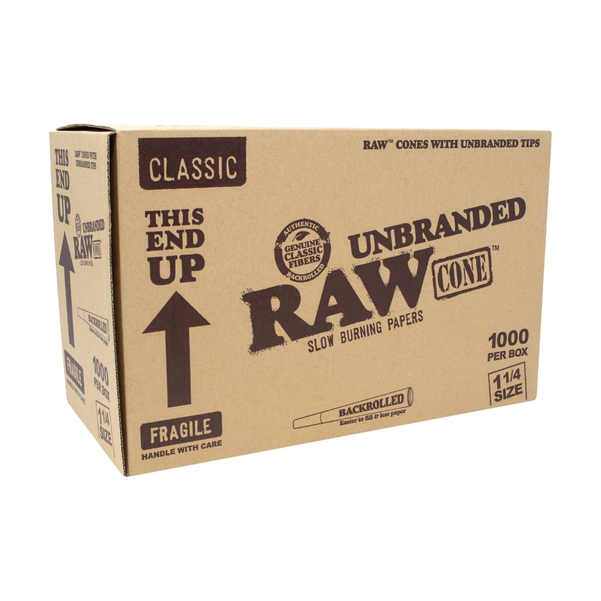 Raw Unbranded 1 1/4 Size Backrolled Cones BULK - 1000ct