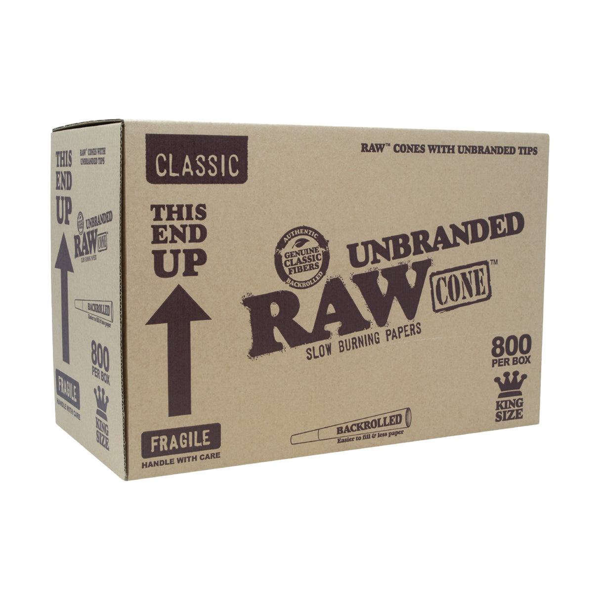 Raw Unbranded King Size Backrolled Cones BULK - 800ct