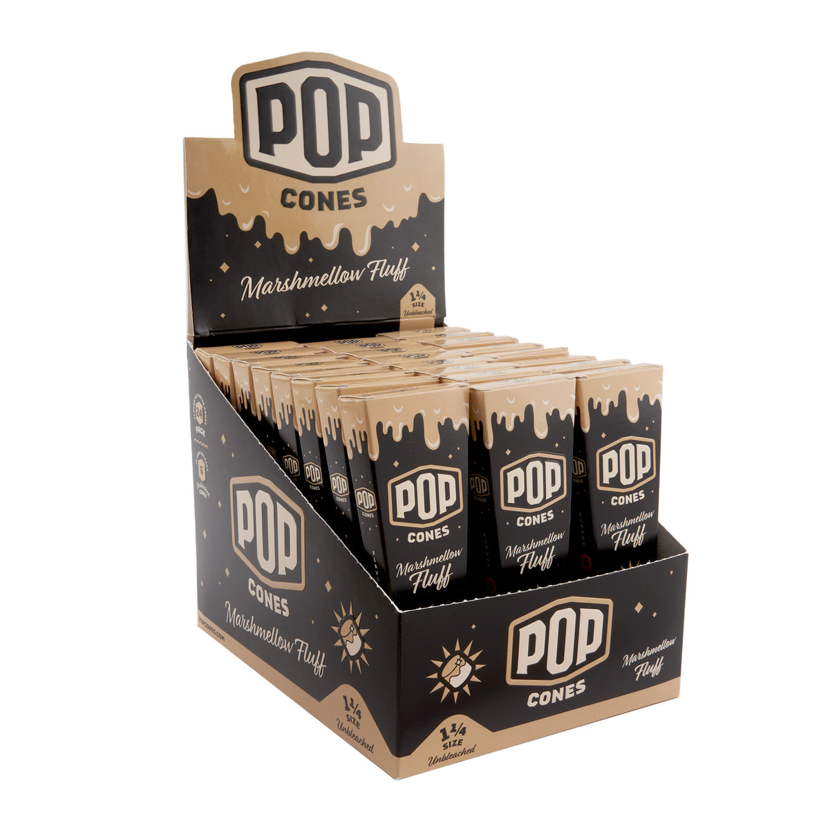 Pop Cones 1 ¼ Size Unbleached 6pk Cones – 24ct Display