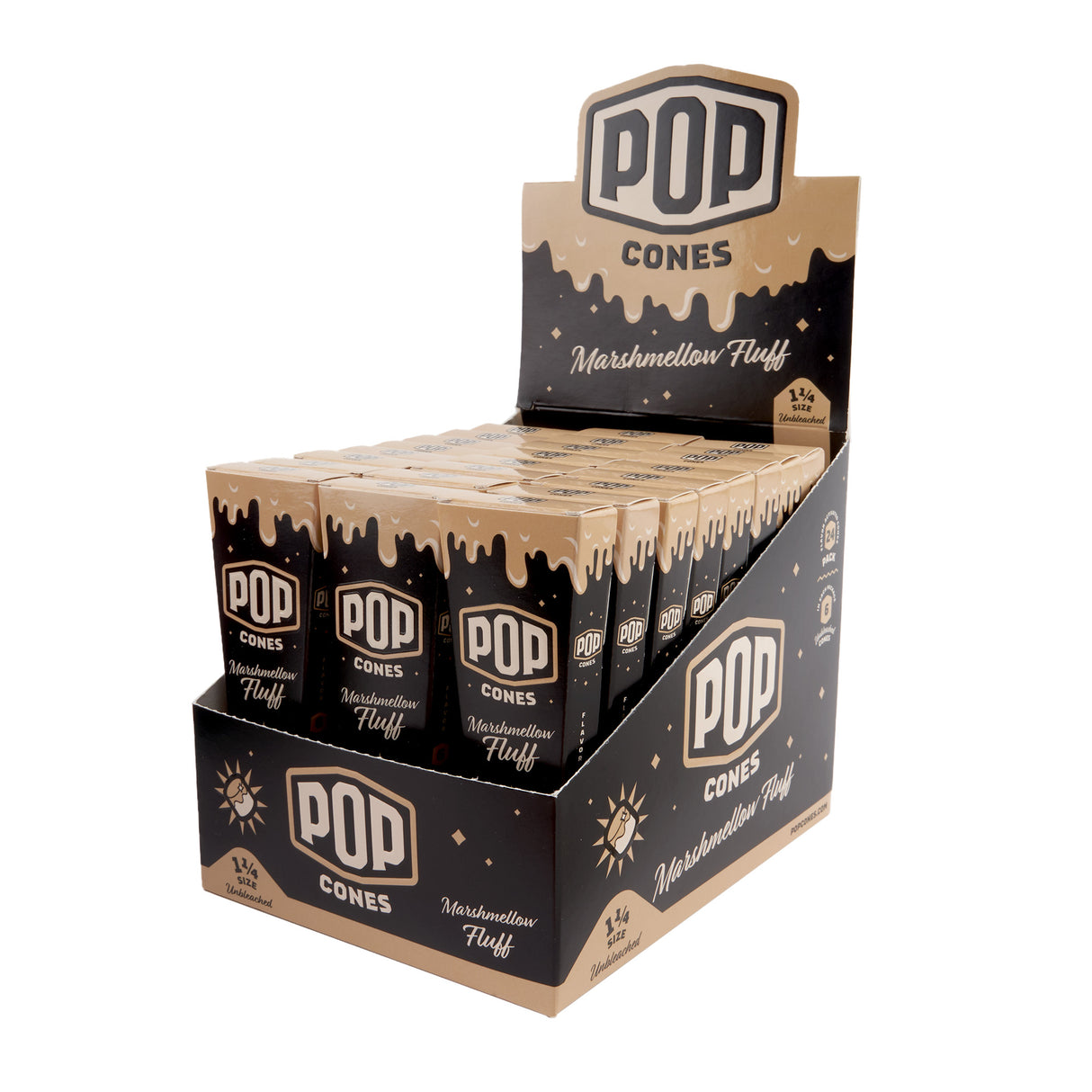 Pop Cones 1 ¼ Size Unbleached 6pk Cones – 24ct Display