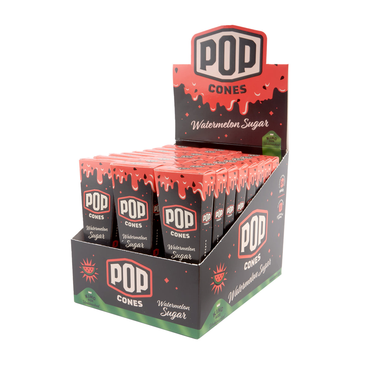 Pop Cones King Size Unbleached 3pk Cones - 24ct Display