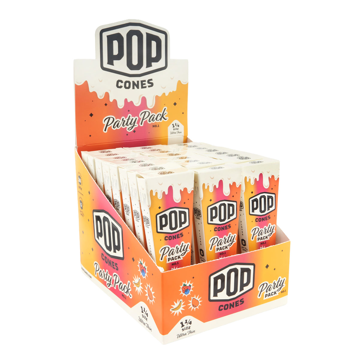 Pop Cones Ultra Thin 1 ¼ Size Cones – 6pk – 24ct – Assorted