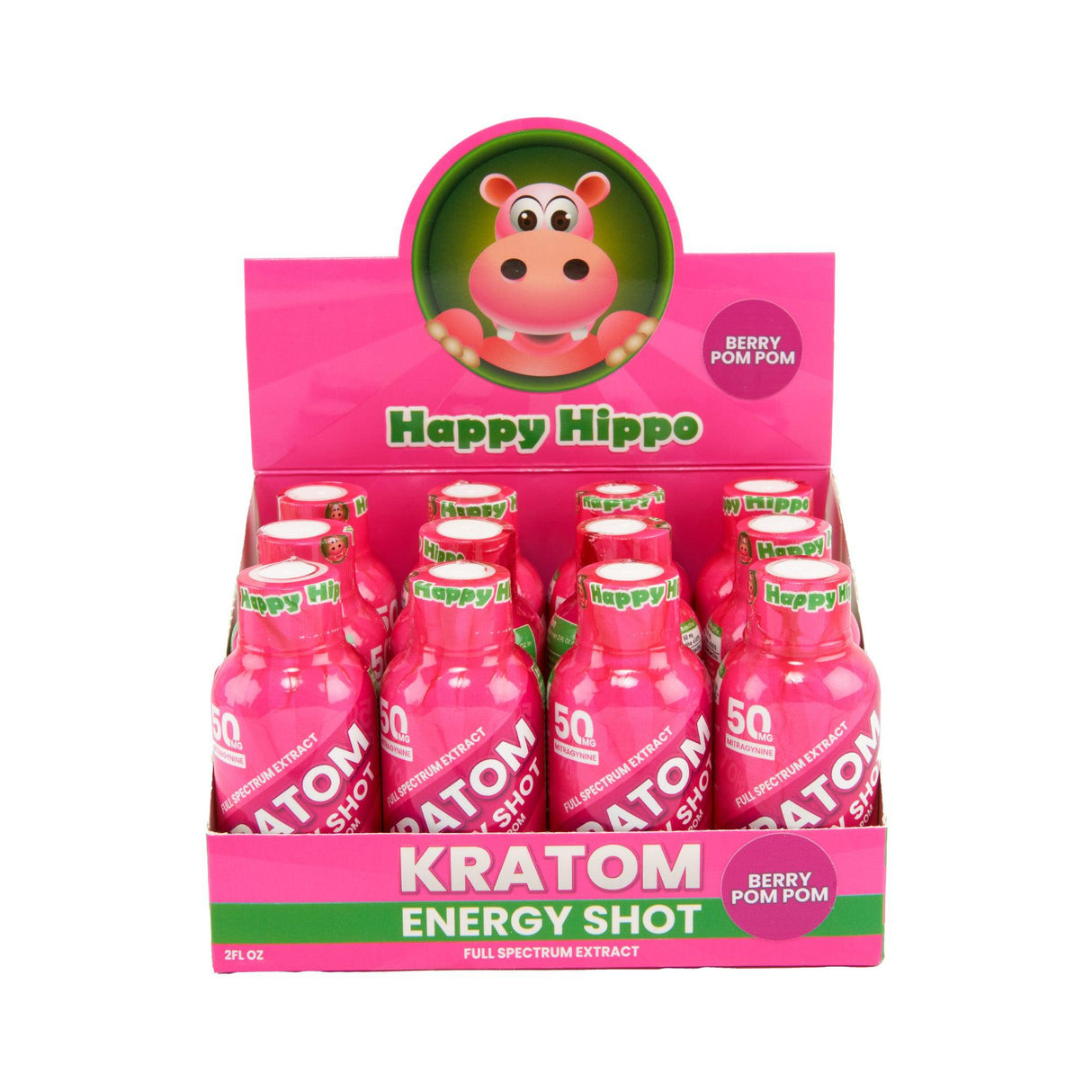 Happy Hippo Kratom Energy Shot – 50mg - 12ct