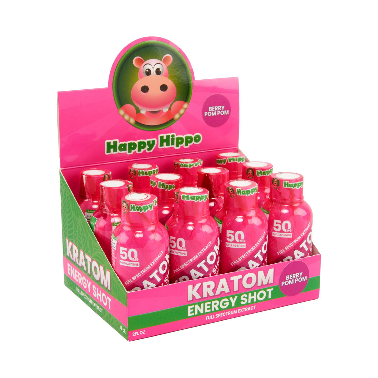 Happy Hippo Kratom Energy Shot – 50mg - 12ct