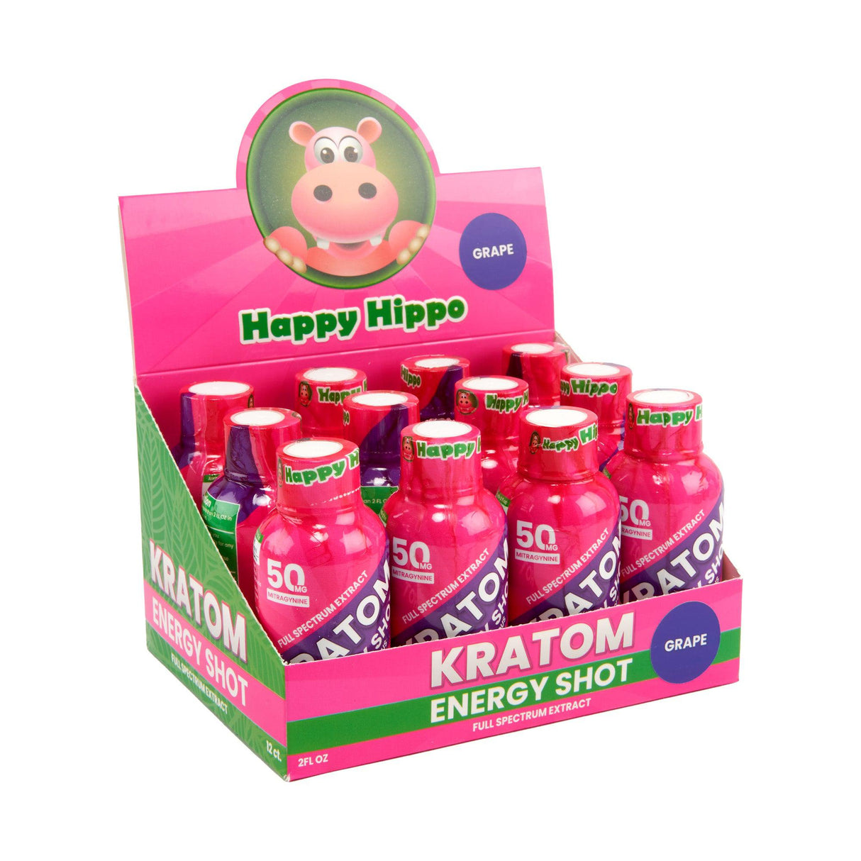 Happy Hippo Kratom Energy Shot – 50mg - 12ct
