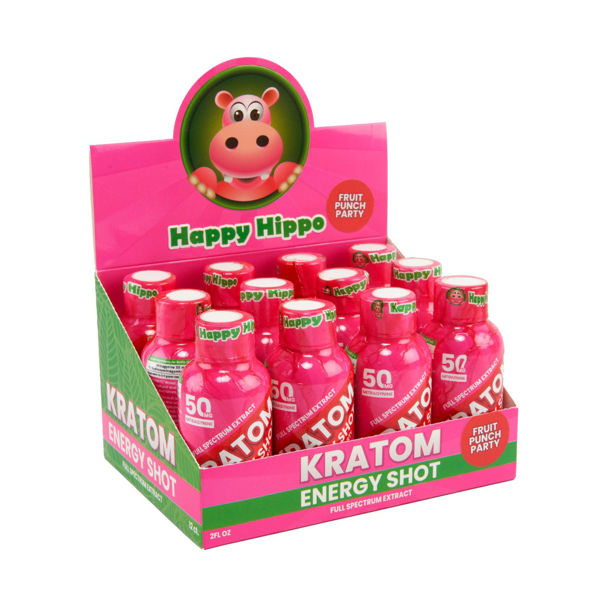 Happy Hippo Kratom Energy Shot – 50mg - 12ct