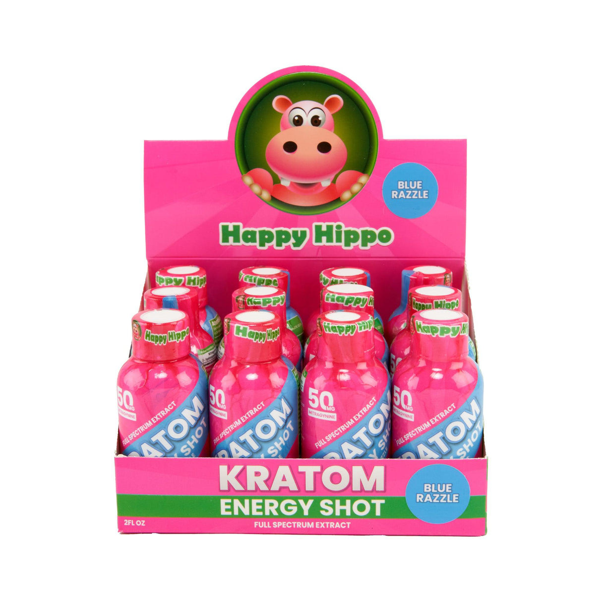 Happy Hippo Kratom Energy Shot – 50mg - 12ct