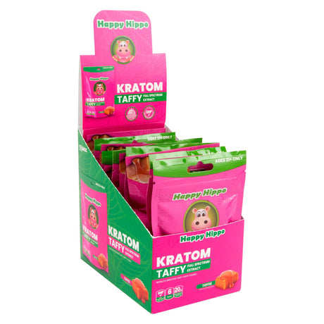 Happy Hippo Kratom Taffy – 20mg - 6pk - 12ct