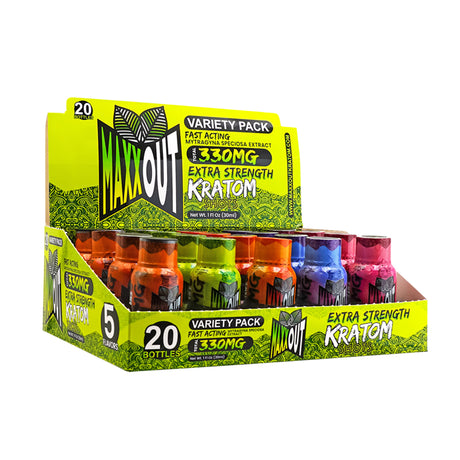 MaxxOut Kratom 330mg Extract Shots – Assorted - 20ct