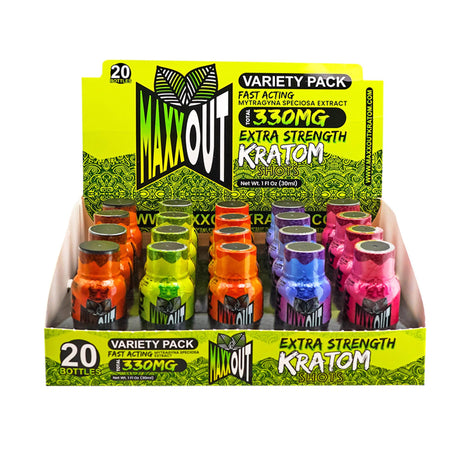 MaxxOut Kratom 330mg Extract Shots – Assorted - 20ct