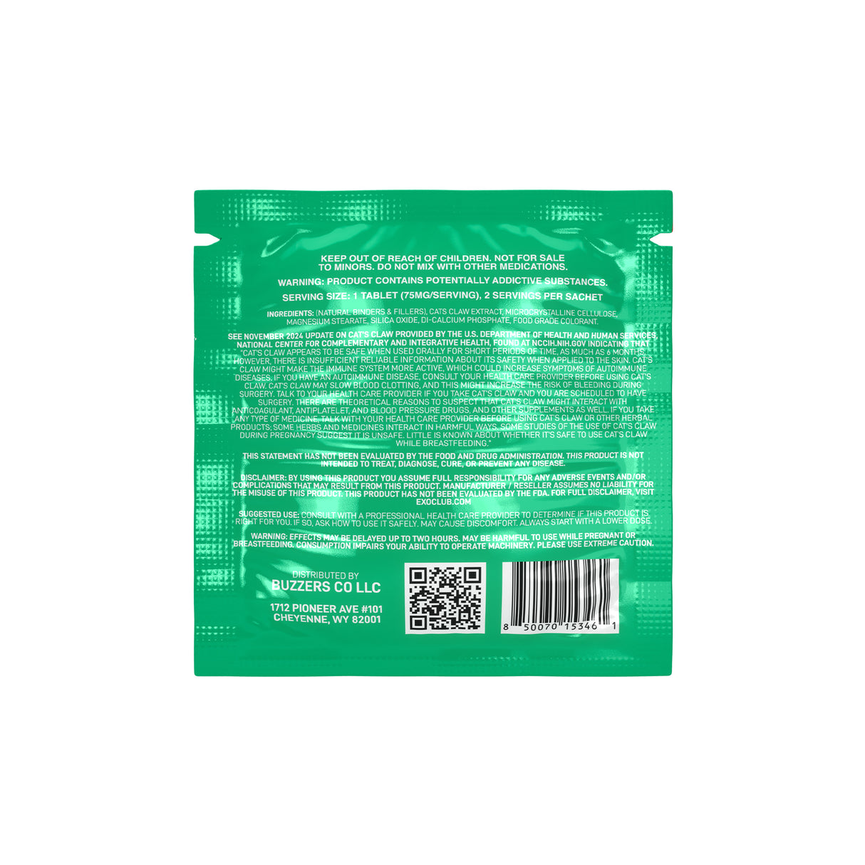 Buzzers Cat’s Claw Extract Tablets – 75mg – 2pk – 15ct