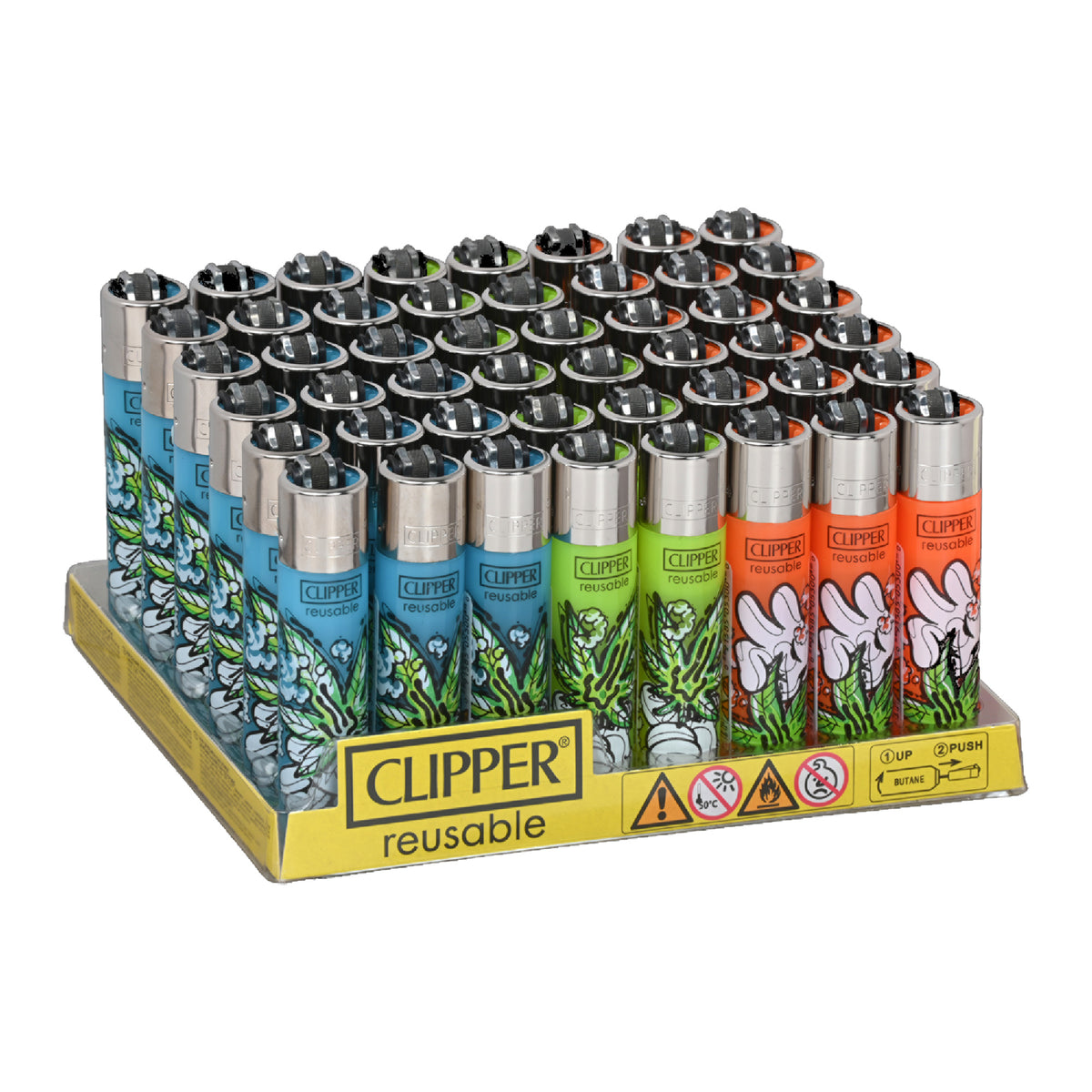 Clipper Lighter 48ct POP Counter Display – Cartoon Leaves