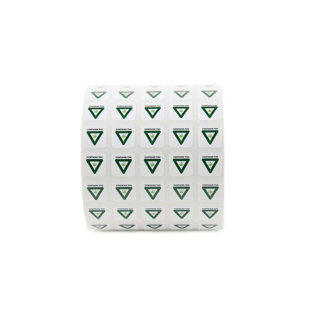 Green Triangle Contains THC Small Square Compliant Labels