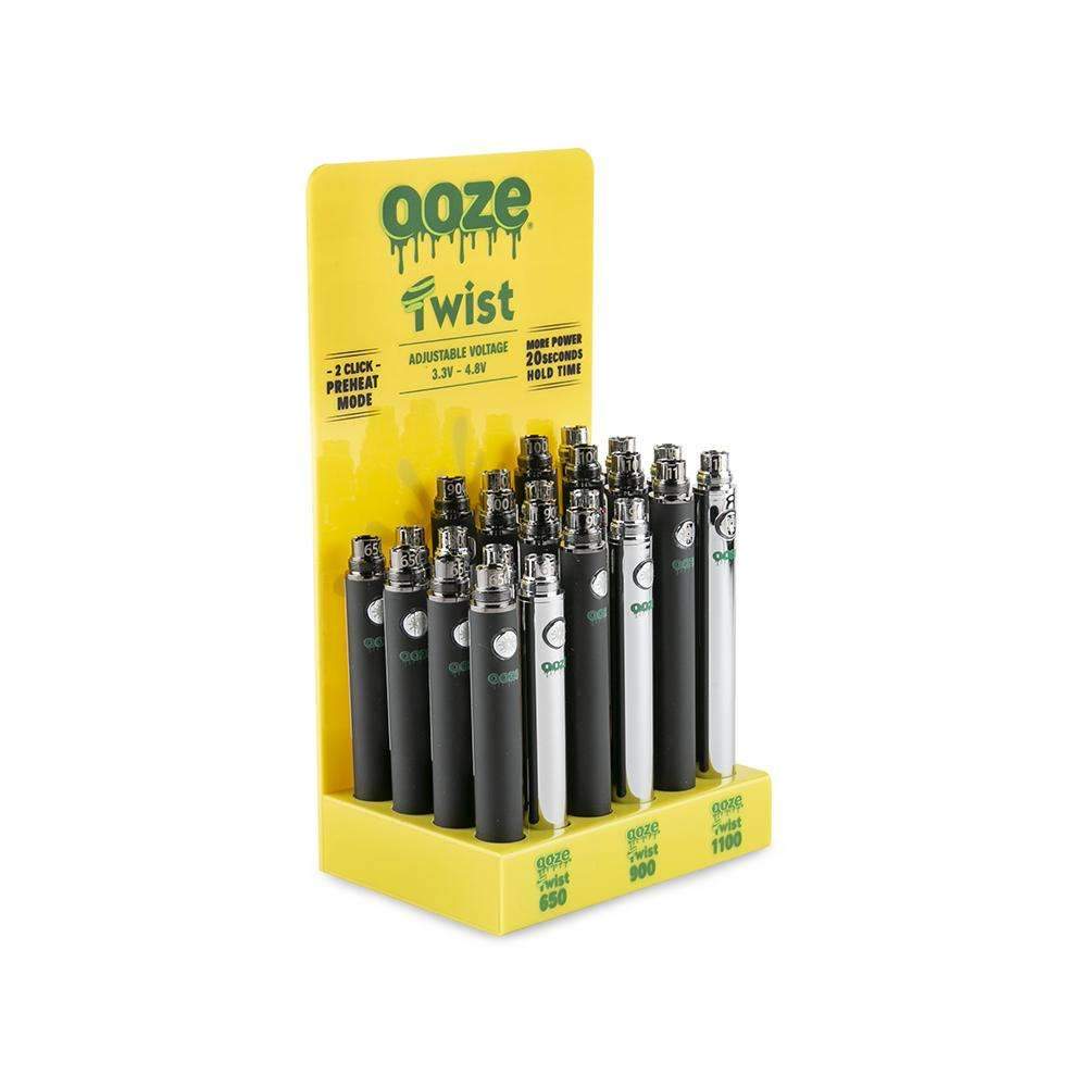 Ooze Twist Vape Pen 24ct Battery Display 510 Thread Adjustable Voltage Vaporizers - Acrylic Battery Display
