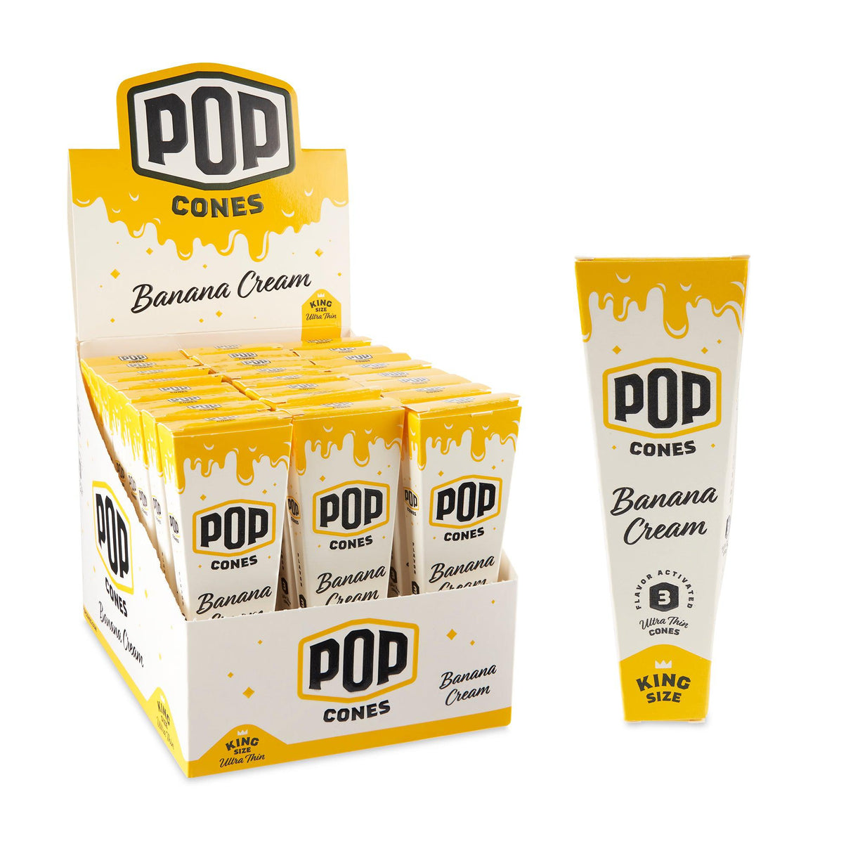 Pop Cones King Size Ultra Thin 3pk Cones - 24ct Display