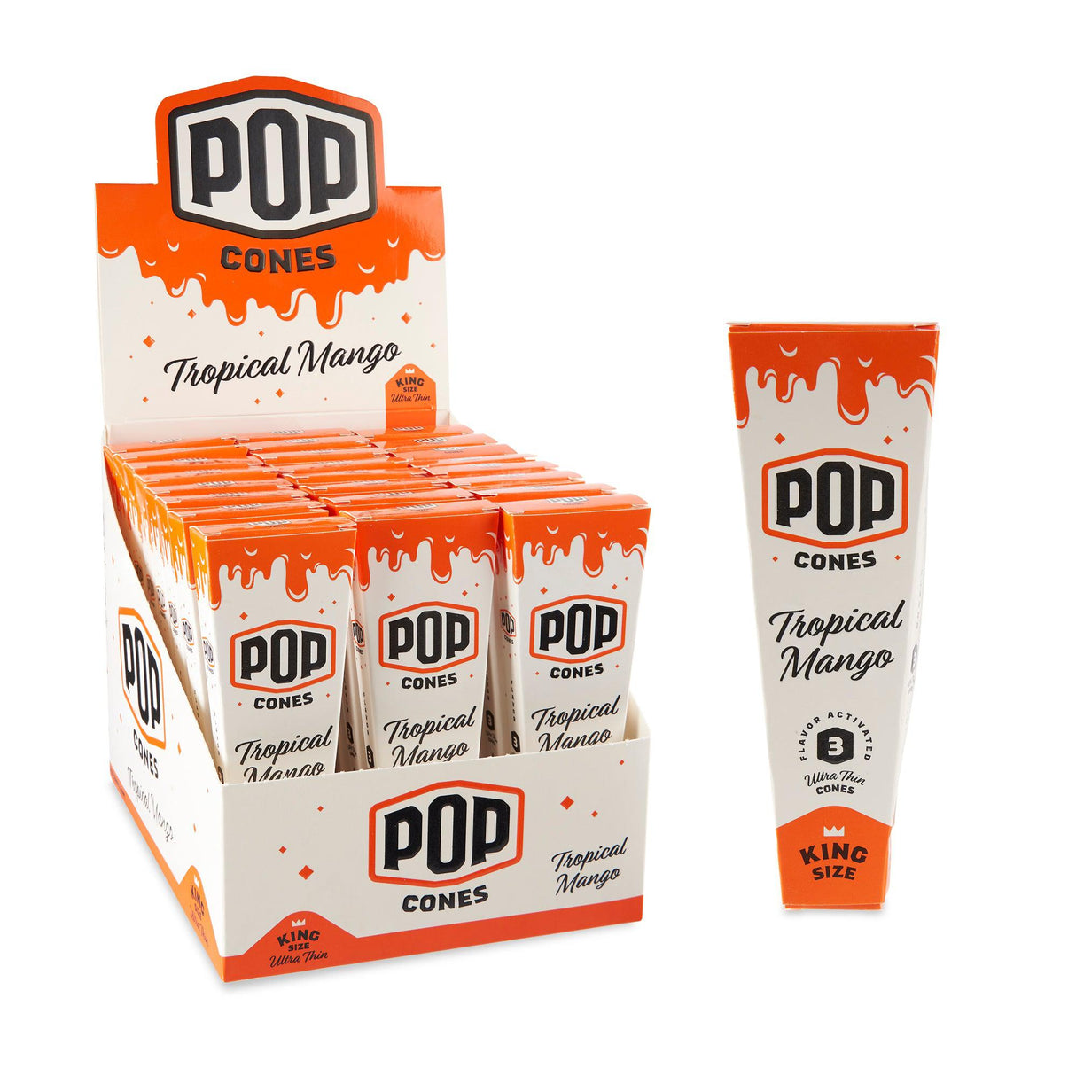 Pop Cones King Size Ultra Thin 3pk Cones - 24ct Display