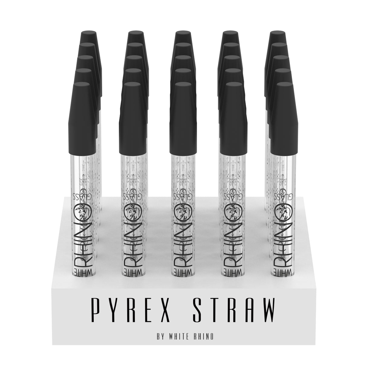 White Rhino Glass Straw 25ct Display - Pyrex