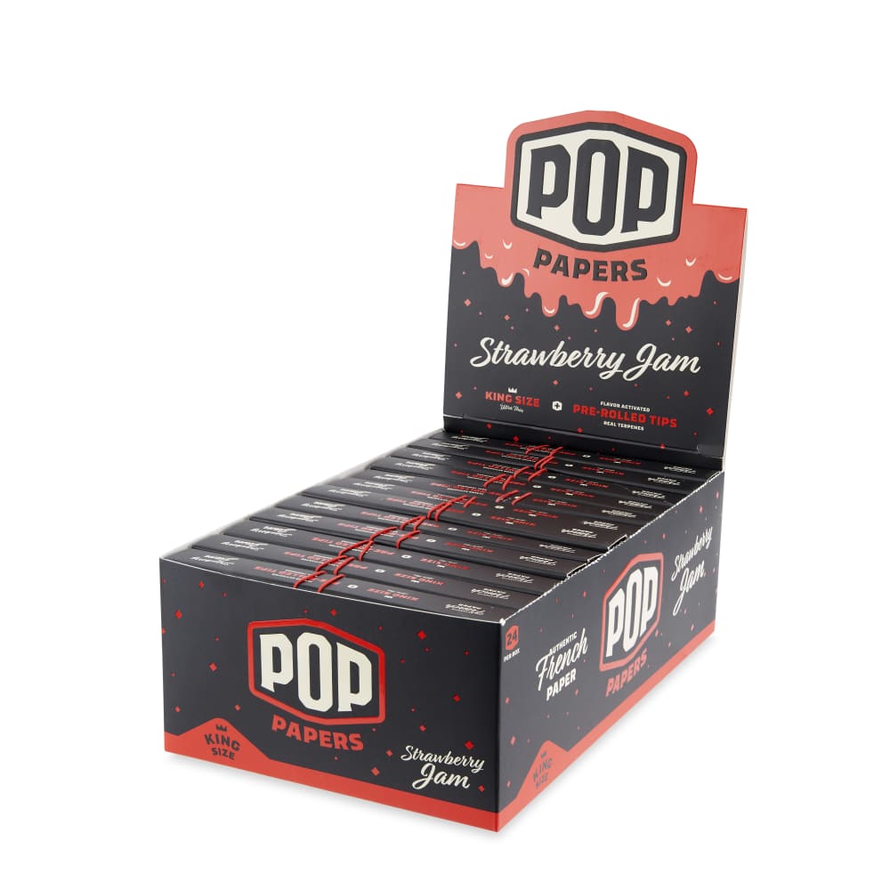Pop Papers King Size Rolling Papers with Pre-Rolled Flavor Filter Tips 24ct Display