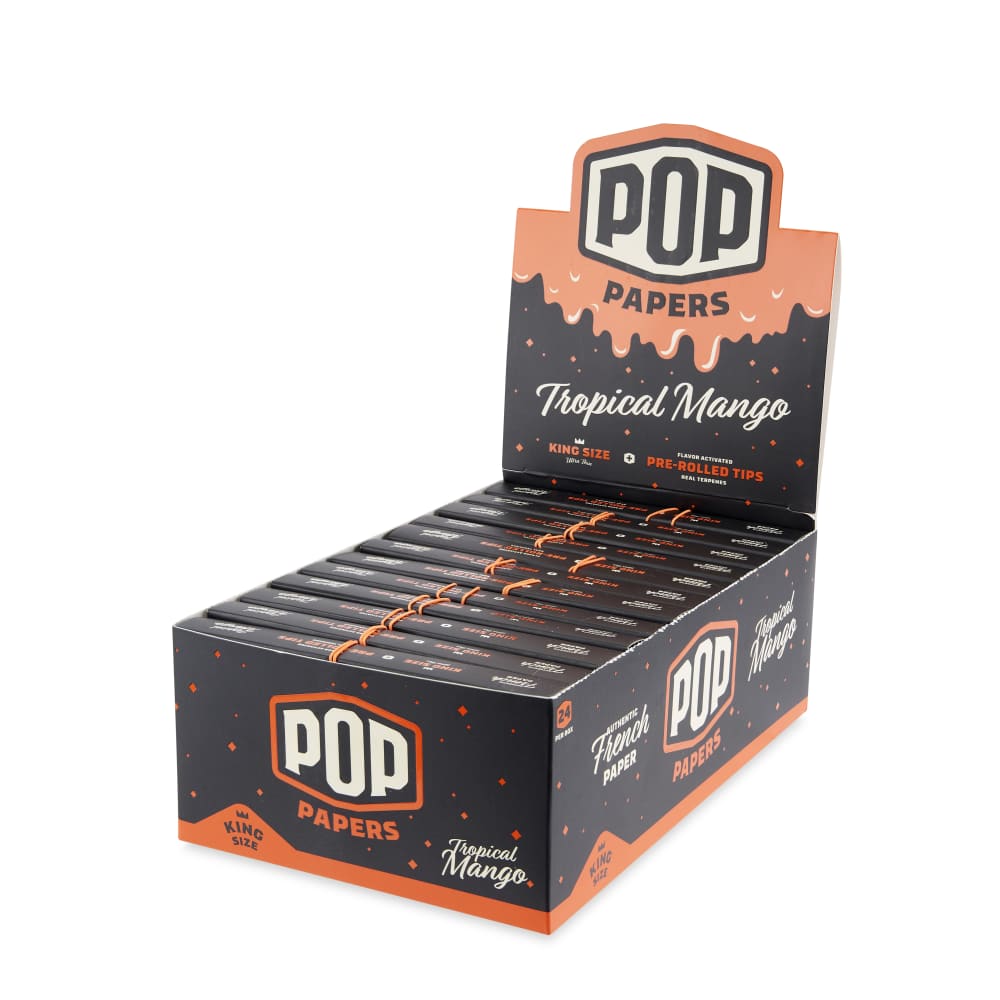 Pop Papers King Size Rolling Papers with Pre-Rolled Flavor Filter Tips 24ct Display