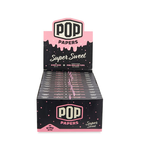 Pop Papers King Size Rolling Papers with Pre-Rolled Flavor Filter Tips 24ct Display