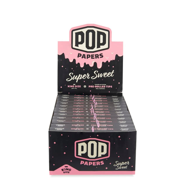 Pop Papers King Size Rolling Papers with Pre-Rolled Flavor Filter Tips 24ct Display