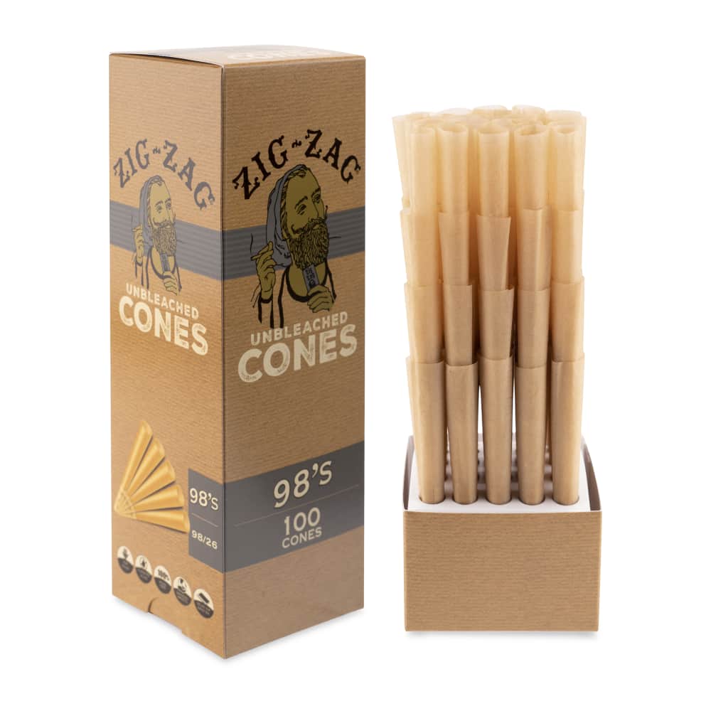Zig Zag 98s Size Unbleached Mini Bulk Cones  100ct