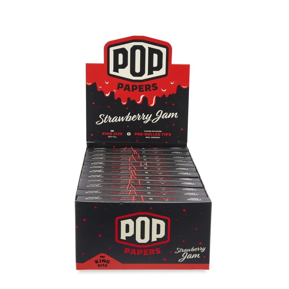 Pop Papers King Size Rolling Papers with Pre-Rolled Flavor Filter Tips 24ct Display