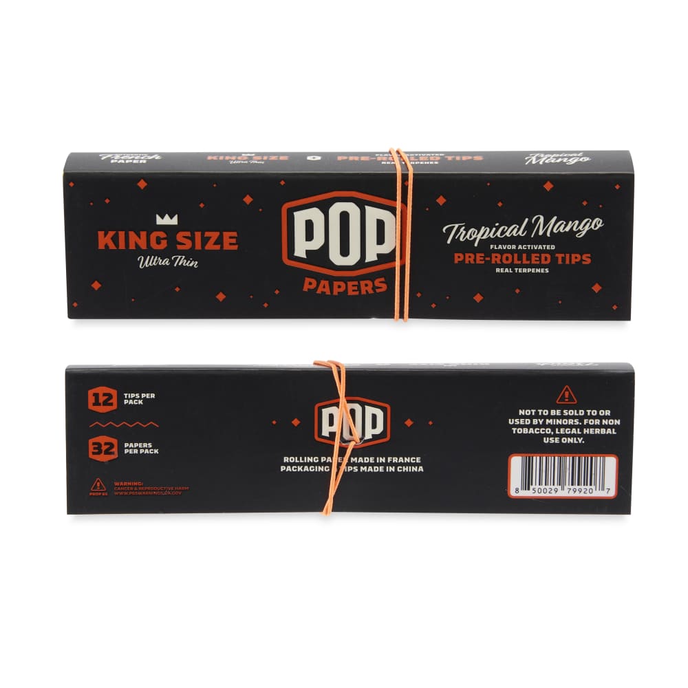 Pop Papers King Size Rolling Papers with Pre-Rolled Flavor Filter Tips 24ct Display