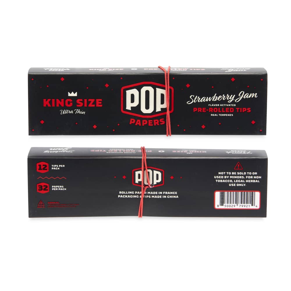 Pop Papers King Size Rolling Papers with Pre-Rolled Flavor Filter Tips 24ct Display