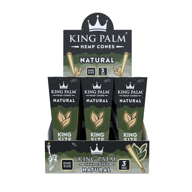 King Palm King Size Hemp Cones 30ct Display – Natural