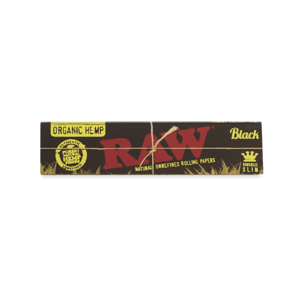 RAW Black Organic Hemp King Size Slim Rolling Paper Counter Display  50ct