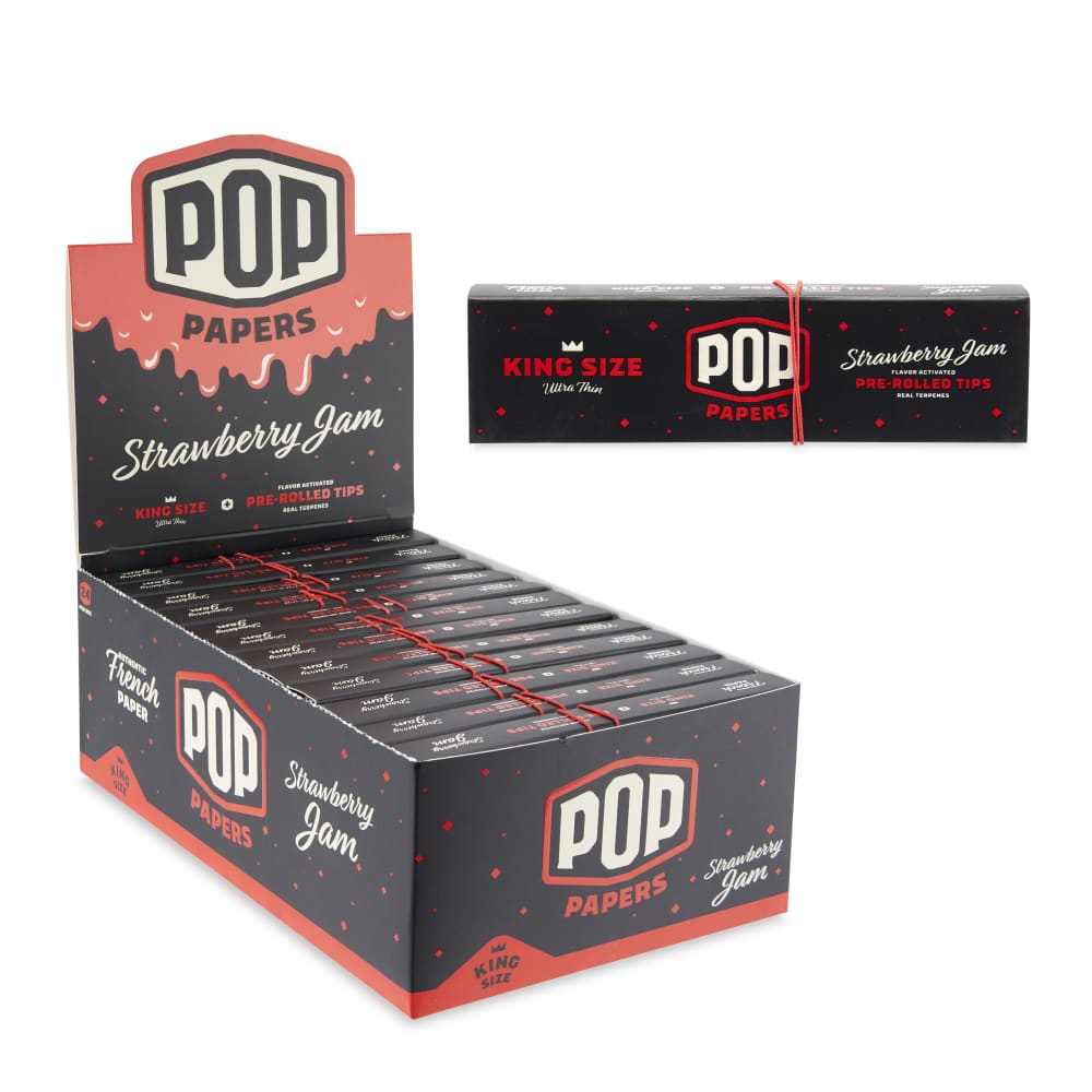 Pop Papers King Size Rolling Papers with Pre-Rolled Flavor Filter Tips 24ct Display