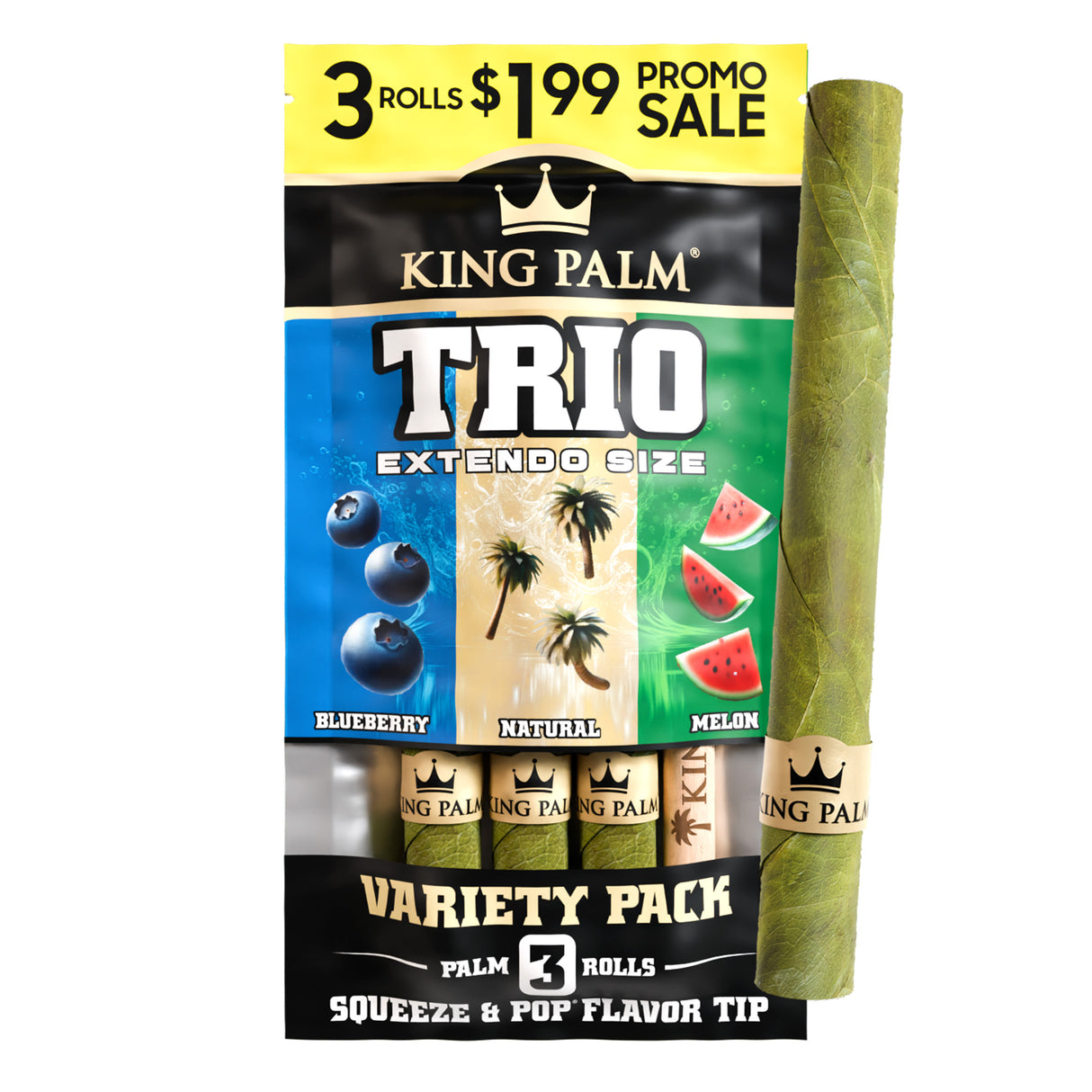 King Palm Extendo Size Flavor Trio Leaf Tubes – Pre-Priced $1.99 - 15ct