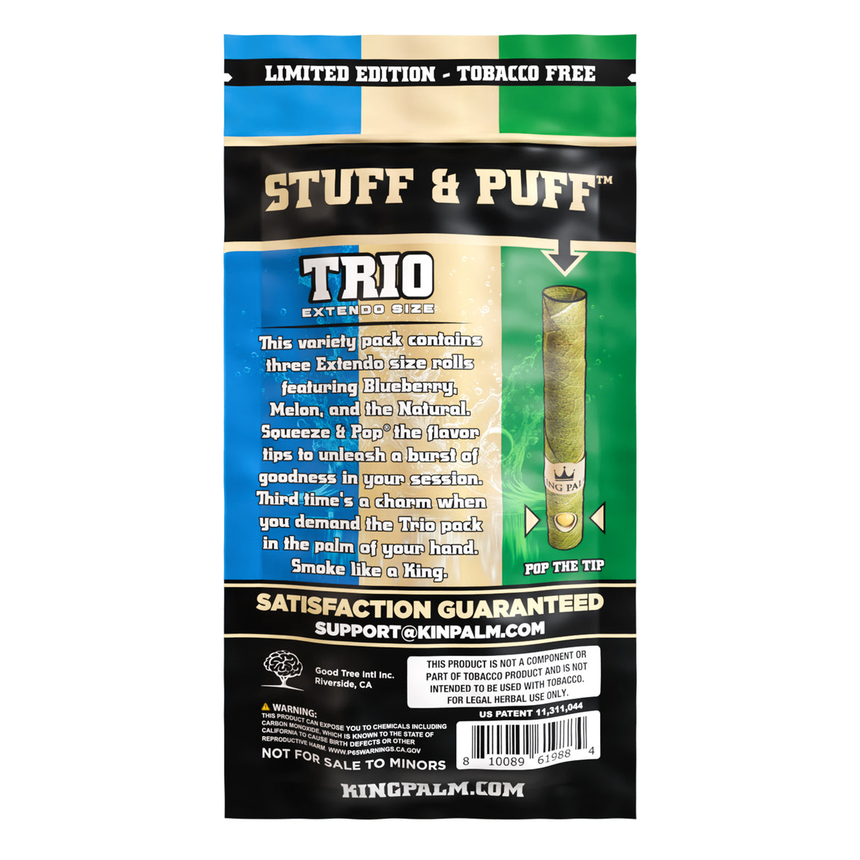 King Palm Extendo Size Flavor Trio Leaf Tubes – Pre-Priced $1.99 - 15ct