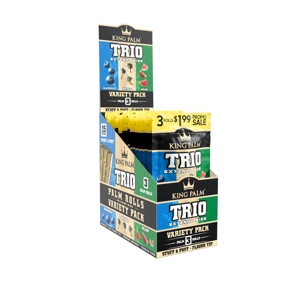 King Palm Extendo Size Flavor Trio Leaf Tubes – Pre-Priced $1.99 - 15ct