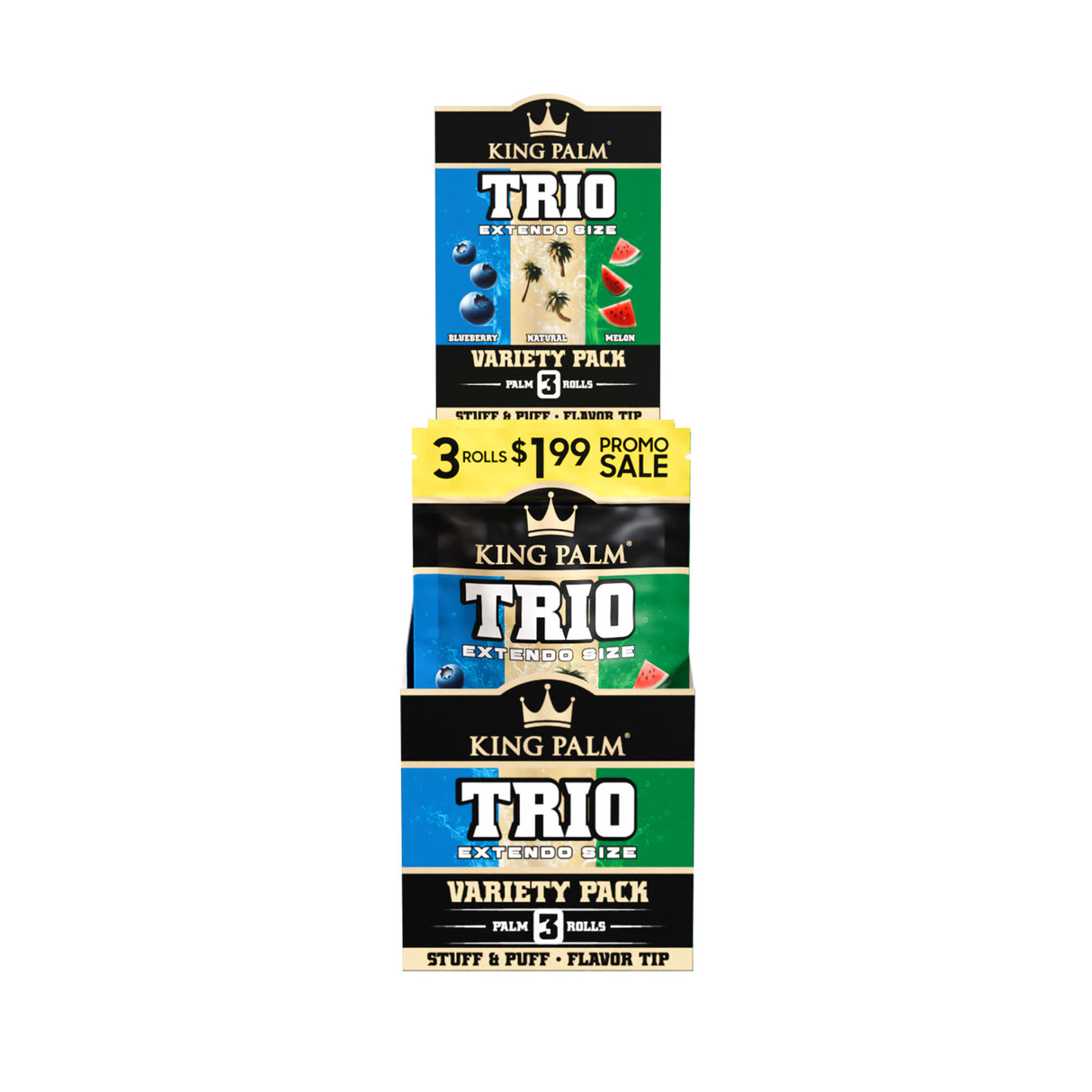 King Palm Extendo Size Flavor Trio Leaf Tubes – Pre-Priced $1.99 - 15ct