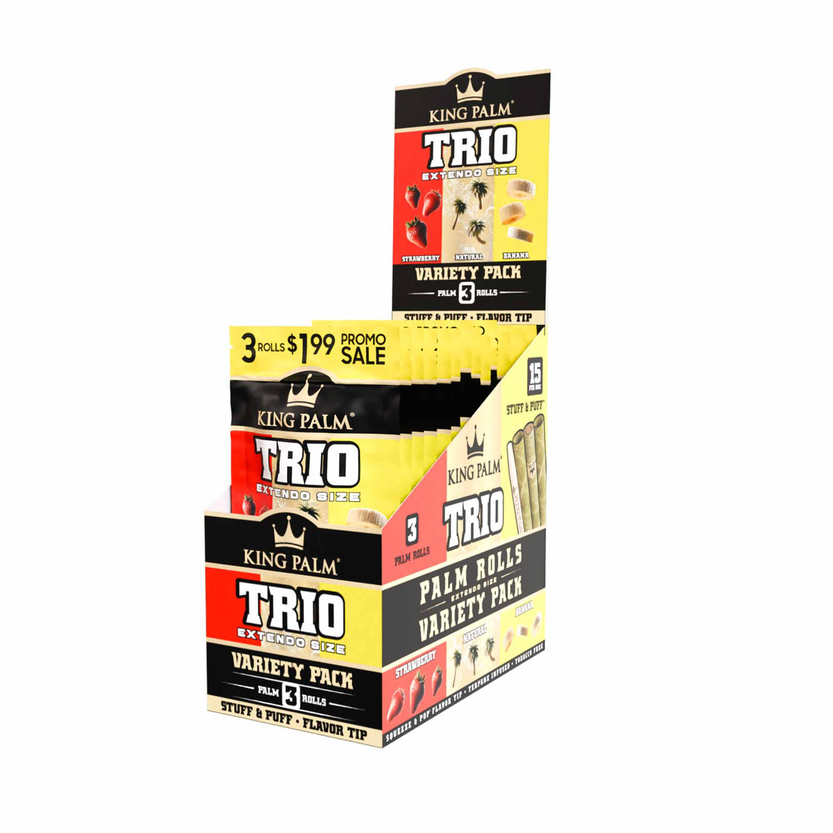 King Palm Extendo Size Flavor Trio Leaf Tubes – Pre-Priced $1.99 - 15ct