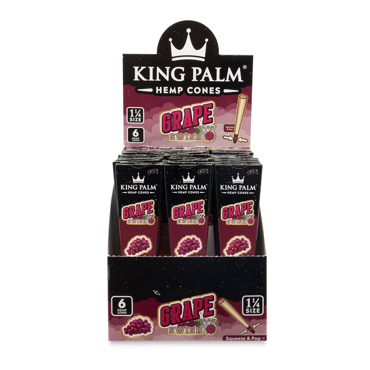 King Palm 1 ¼ Size Hemp Cones 30ct Display